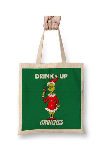 Baskı Dükkanı Drink Up Grinches 02 υφασμάτινη τσάντα με μακριά λαβή