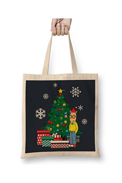 Baskı Dükkanı Artur Rimbo Artur oko božićnog drvca Tkanina Torba Duga Sa ručkom