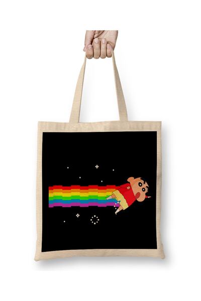 Baskı Dükkanı Crayon Shin Chan Nyan Cat Dugačka Sa ručkom tkanina Torba kom