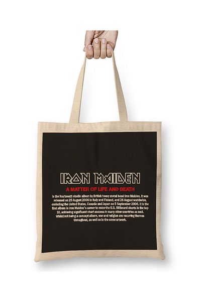 Baskı Dükkanı iron Maiden A Matter Of Life And Death 01 υφασμάτινη τσάντα με μακριά λαβή