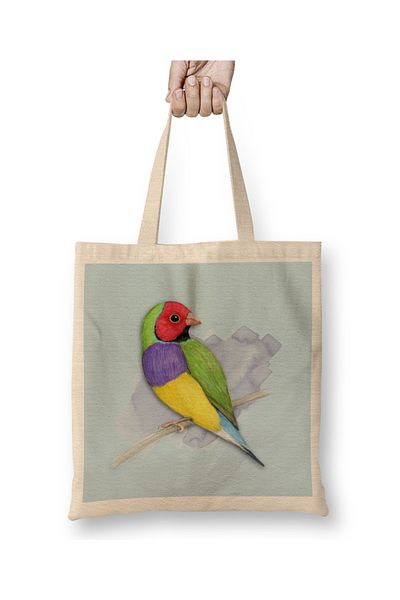 Baskı Dükkanı Gouldian Finch Wizard 03 Geantă din pânză cu mâner lung