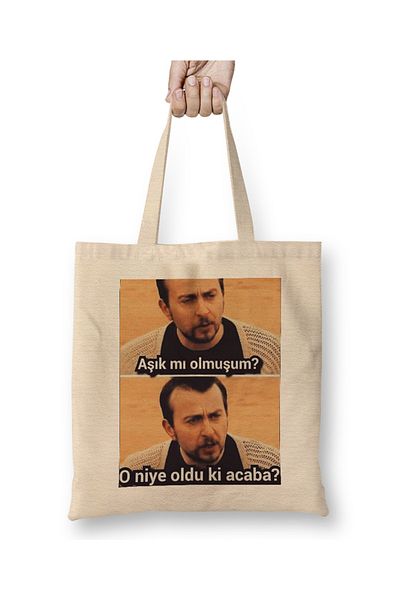 Baskı Dükkanı Υφασμάτινη τσάντα Leyla και Mecnun με μακριά λαβή