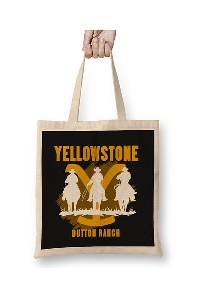 Baskı Dükkanı Geantă din pânză Yellowstone Dutton Ranch 01 cu mâner lung