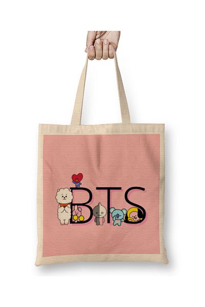 Baskı Dükkanı Bts Army Bt21 GIFT Geantă Pânză Mâner Lung