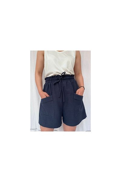 soBasic Pantaloni scurți și bermude din bumbac, albastru marin, elastic în talie