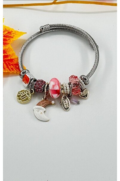 Bhs life سوار نسائي من الفولاذ على شكل قمر ساحر