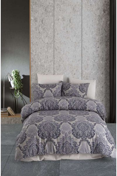 Majoli Luna Blue Single Quilted Duvet Cover Set 4 Seasons Set 100% Cotton Ranforce Fabric