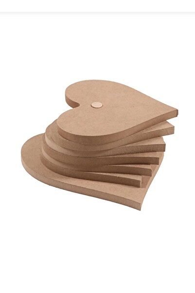 DERYA DESİNG ART Raw Wooden Heart Coaster 11x11x16cm