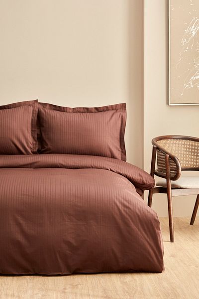 Karaca Home Комплект завивки Uniq 100% памук с двоен сатен, кафяв