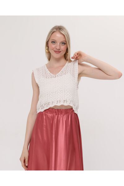 MA ananas Women's Ecru Openwork Blouse