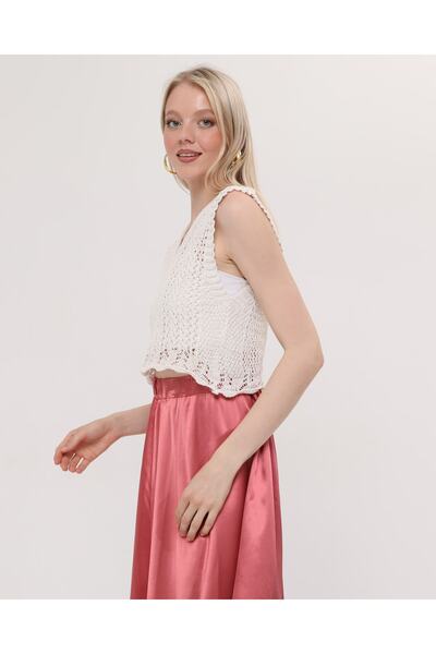 MA ananas Women's Ecru Openwork Blouse