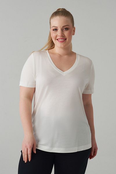 LUOKK Blu V-Neck Basic Short Sleeve Plus Size T-Shirt