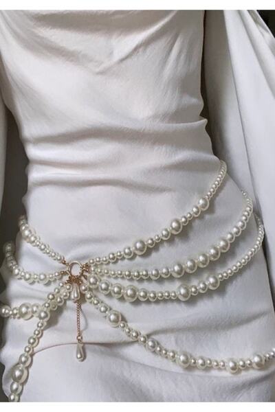 Jovela İnci çapraz body chain bel zinciri