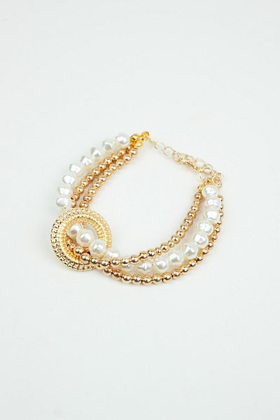 Liveyn Design Three Row Gold Ring Detail Bracelet