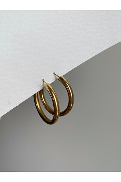 Owentis حلق أساسي من الفولاذ الذهبي بقطر 3.5 سم - لا يبهت -