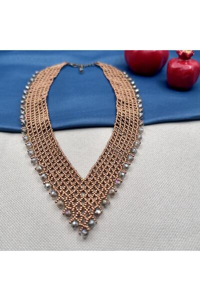 Opia Takı & Aksesuar Kadın V Yaka El Yapımı Boncuk Kolye