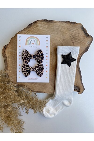 Miniminiksdesing طقم جوارب للركبة وإبزيم مع إكسسوارات ليوبارد