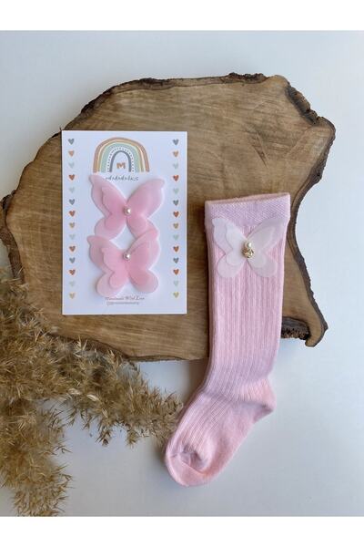 Miniminiksdesing طقم جوارب للركبة وإبزيم مع إكسسوارات على شكل فراشة