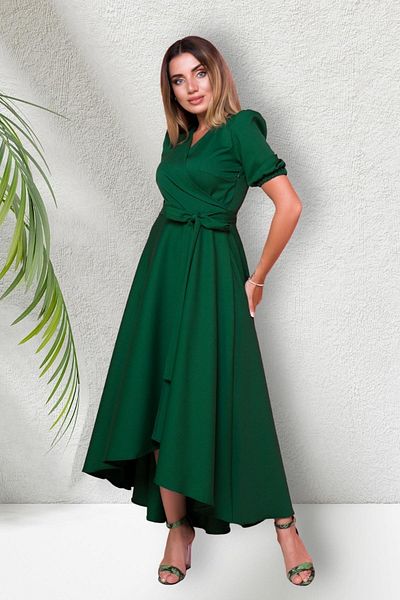 Bidoluelbise Women's Asymmetrical Cut Double Breasted Collar Short Sleeve Evening Dress