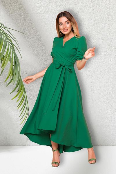 Bidoluelbise Women's Asymmetrical Cut Double Breasted Collar Short Sleeve Evening Dress
