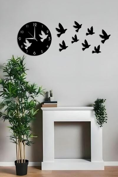 Ensa Design Dekorativni drveni zidni sat sa dizajnom ptice 38x38