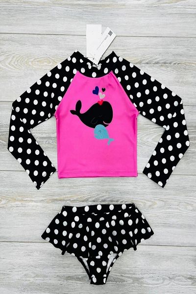 PODIUM GYM Trendy Patterned (UV) Sun Protection Long Sleeve Girls' Crop Top Mini Skirt Ruffle Bikini Set