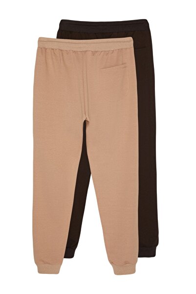 Trendyol Collection Regular Cut καφέ-μπεζ φούτερ Jogger 2 Pack - Elastic Leg TMNAW22EA0279