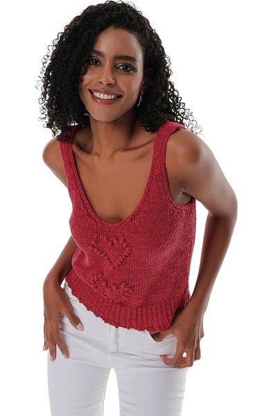 CHUBA Women's Cotton V-Neck Knitwear Undershirt Red 23s1005