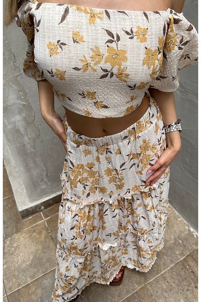 Rabury Butik Linen Flowers Yellow Suit