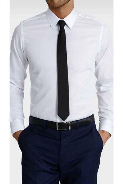 Tempee Men's White Satin Cotton Slim Fit Shirt