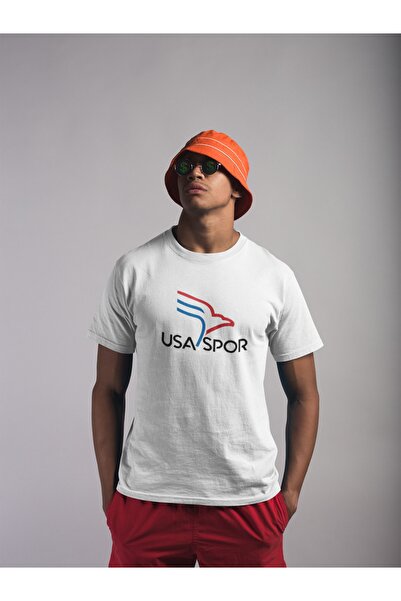 Usaspor Футболка з принтом, широким кроєм, велосипедним коміром і короткими рукавами