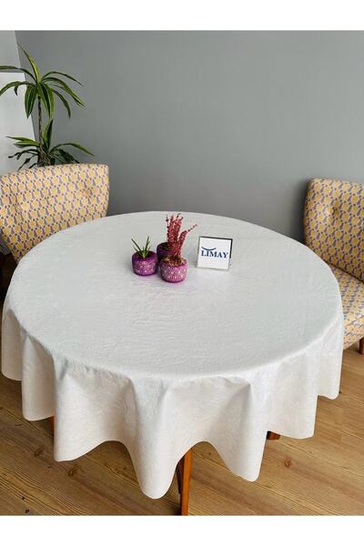 LİMAY 155cm Luxury Pvc Round Tablecloth - Wipeable and Washable