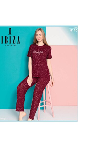 SENFONİ 8110 JAKAR VISKOZA BURGUNDIJA PIZAMA SA KRATKIM RUKAVIMA