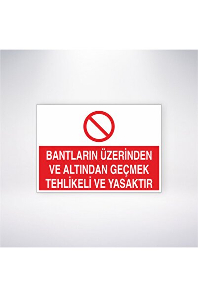 Reysa Tasarım العبور فوق وأسفل الأشرطة خطير ومحظور مقاس 21 × 35 ملصق لاصق خلفي