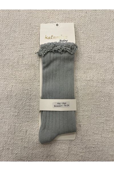 Katamino baby girl knee socks with guipure detail