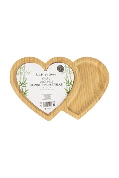 Naturalove Kalpli 2 Bölmeli Bambu Sunum Tabağı – 27,5 Cm X 17,5 Cm