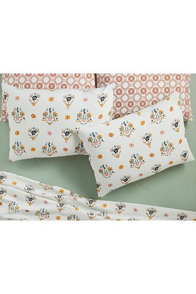 English Home Bloomy Spring Easy-Iron 2-Piece Pillow Case 50x70 Cm Blue