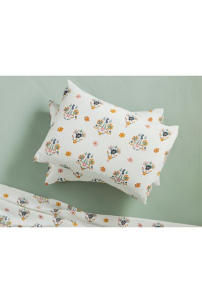 English Home Bloomy Spring Easy-Iron 2-Piece Pillow Case 50x70 Cm Blue