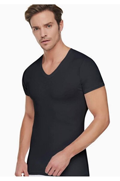 Tutku Ανδρικό μαύρο εσώρουχο με λαιμόκοψη σε σχήμα V 3 τεμαχίων Νέα σεζόν