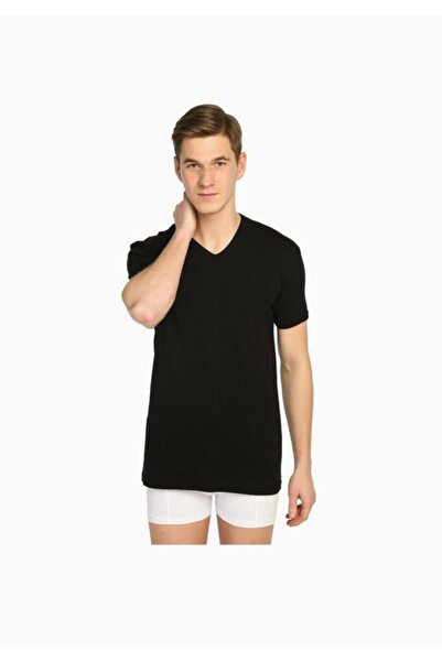 Tutku قميص داخلي رجالي أسود مضلع برقبة على شكل حرف V 107 New Season (عبوة اقت...