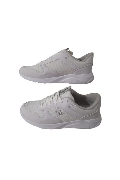 Lutton White-silver Laced Ultra Light Poly Sole Sports Shoes