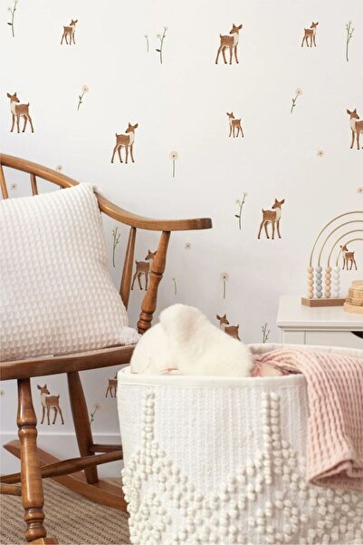 WALLHUMAN Autocolant de perete pentru cameră pentru copii Mini Bambus și flori