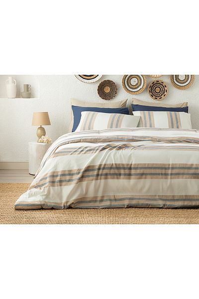 English Home Navy Blue-Beige Single Aquatic Texture Duvet Cover Set - 160x220 cm