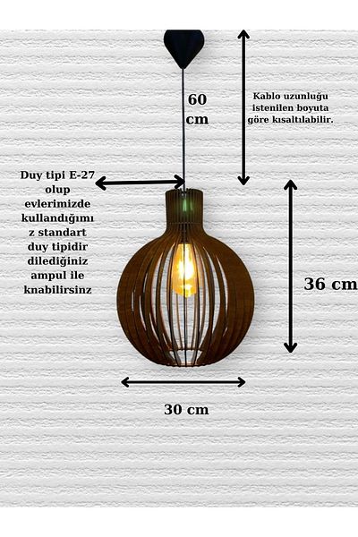aladepo Decorative Rustic Wood Lilac Globe Chandelier Walnut