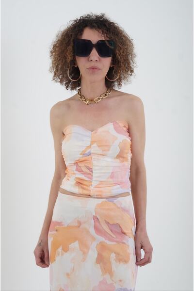 Zelish My Sister Pastel Patterned Strapless Tulle Bustier