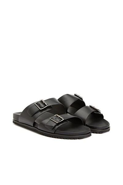 Dıvarese Siyah Erkek Deri Terlik