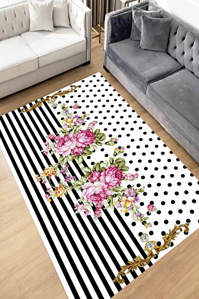 THEMODERNHANE Dijital Baskı Yıkanabilir Kaymaz Taban Leke Tutmaz Yolluk Kilim...