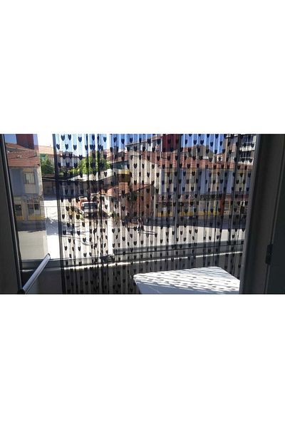 AKÇA TEKSTİL Heart Model Anthracite Color Rope Curtain Ready Rope Curtain 300*270