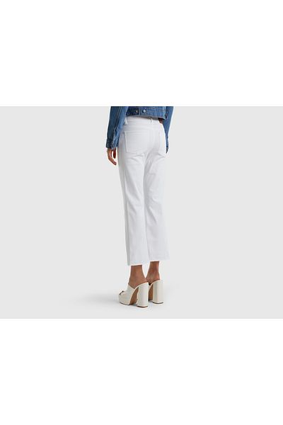 United Colors of Benetton Women's White 5 Pocket Short Leg Denim Trousers White