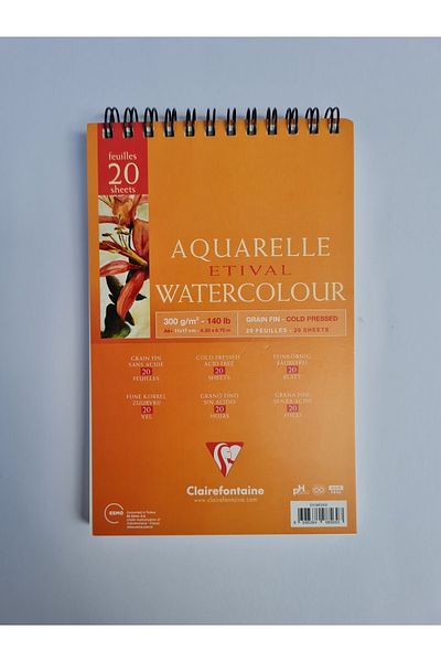 Clairefontaine Mini Paint Book - A6, 20 Yp, 300 Gr, Water Color, Acrylic and Oil Paint